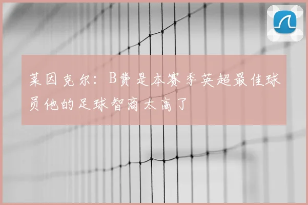莱因克尔：B费是本赛季英超最佳球员他的足球智商太高了
